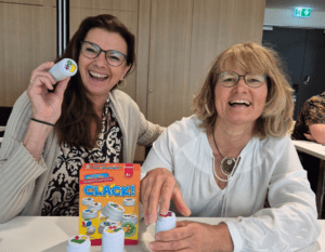 Susi und Annemarie auf der Amigo Spieleschulung